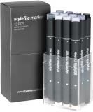 Набор маркеров STYLEFILE 12шт оттенки серый холодный