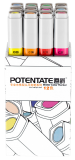 Пигментные маркеры Potentate Box Set 12 цветов