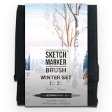 Набор маркеров Sketchmarker BRUSH Winter Set 12шт зима + сумка органайзер