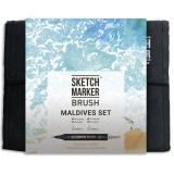 Набор маркеров Sketchmarker BRUSH Maldives set 36шт Мальдивы + сумка органайзер