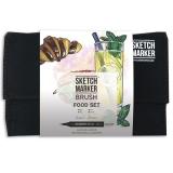 Набор маркеров Sketchmarker BRUSH Food Set 24шт еда + сумка органайзер