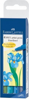 Капиллярная ручка FINELINER, набор цветов холодные тона, в футляре, 4 шт 0,3 мм
