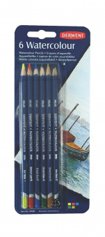 Набор акварельных карандашей DERWENT, в блистере, 6 цветов, 3,4 мм