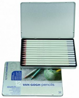 Набор чернографитовых карандашей VAN GOGH для эскизов - 12 типов жесткости H1-9B