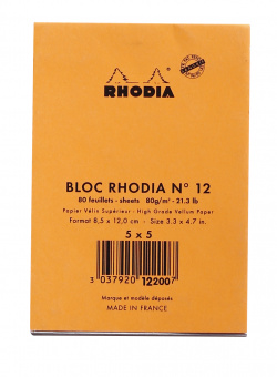 Блокнот Rhodia Basics, 85х120 мм, оранжевый